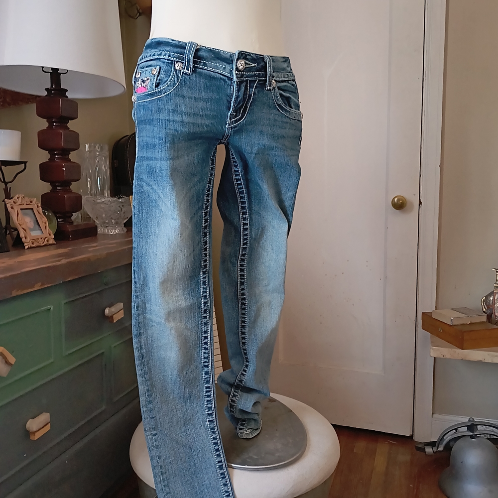 Miss Me Women's Light Blue Straight Leg Jeans